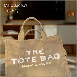 Marc Jacobs Tan Tote Bag with Bold Branding